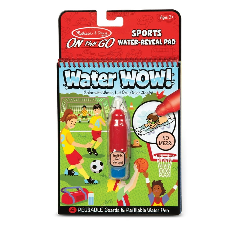 Melissa Doug On the Go Water Wow Reusable Water Reveal Coloring Activity Pad Sports FSC Certified