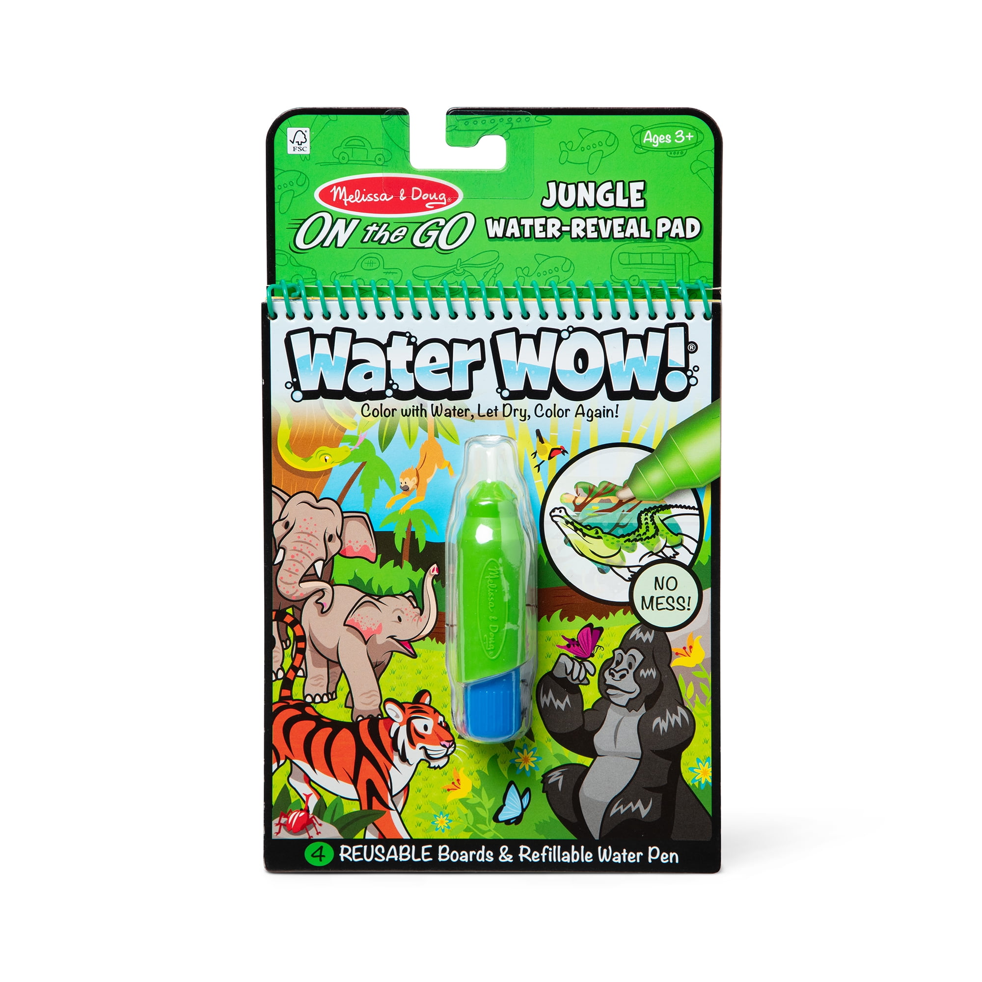 Melissa & Doug On the Go Water Wow! Reusable Water-Reveal Coloring Activity Pad Travel Toy for Boys and Girls– Jungle - FSC Certified