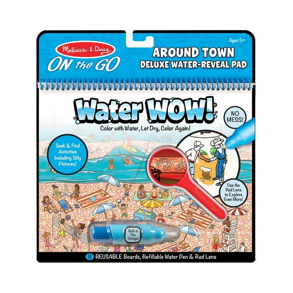 Melissa & Doug On the Go Water Wow! Reusable Water-Reveal Deluxe Activity Pad – Around Town - FSC Certified