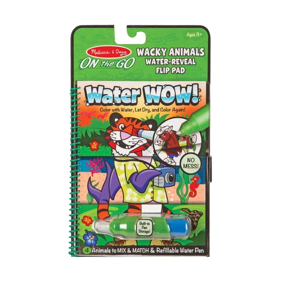 Melissa & Doug On the Go Water Wow! Reusable Water-Reveal Flip Pad - Wacky Animals