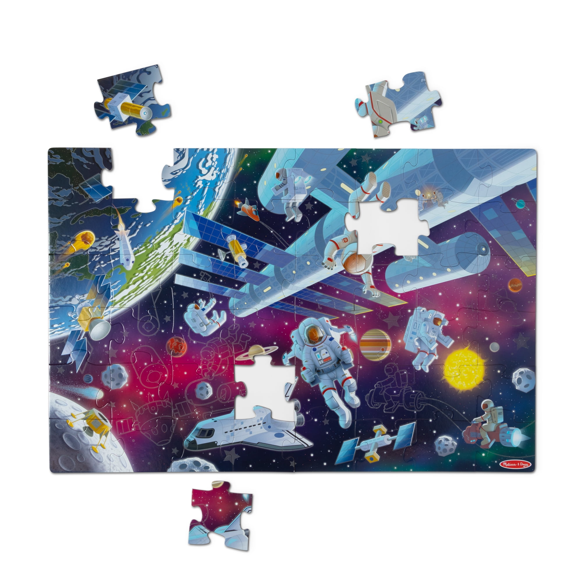 Outer Space Glow-in-the-Dark Cardboard Jigsaw Floor Puzzle - 48 Pieces