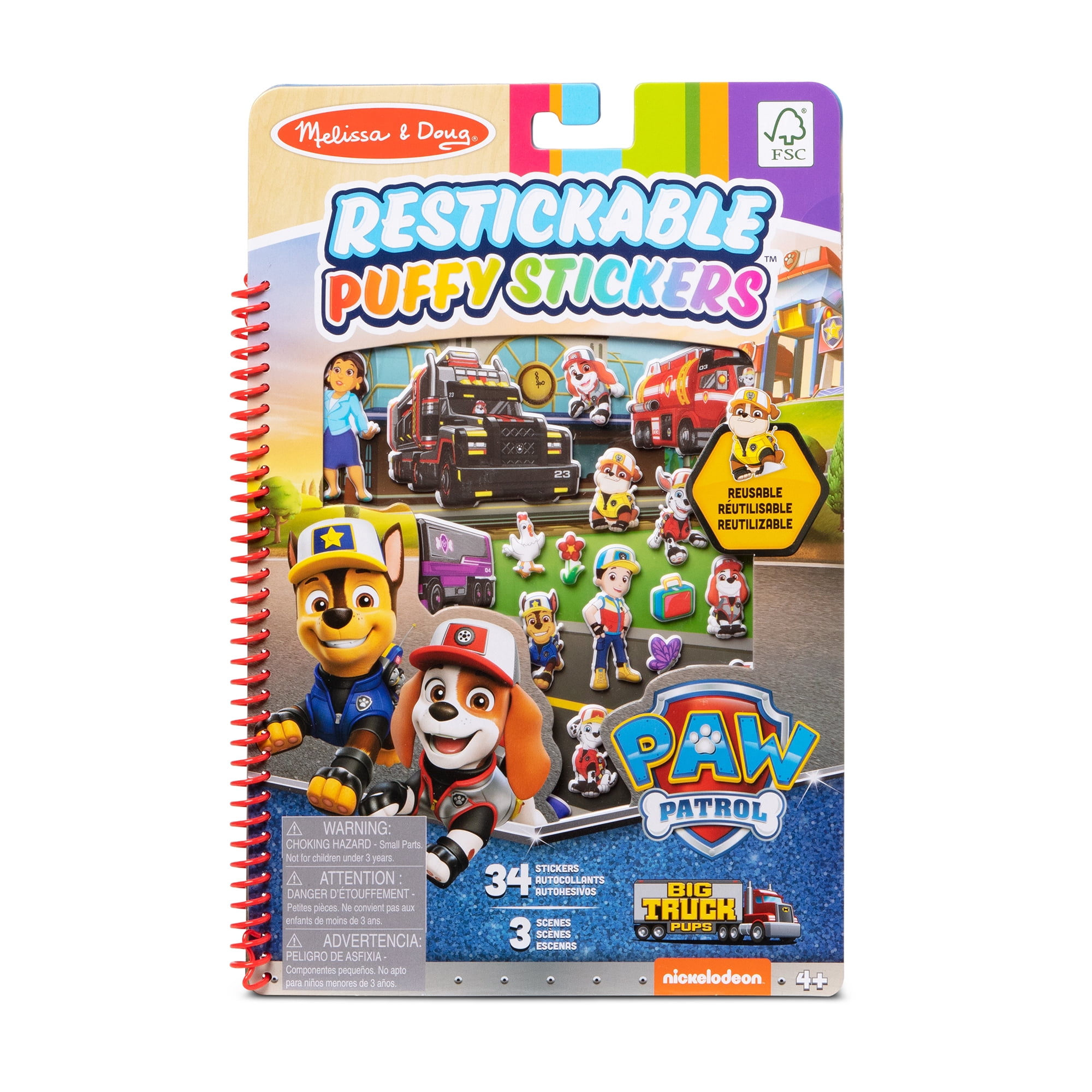 Melissa & Doug PAW Patrol Restickable Puffy Stickers - Big Truck
