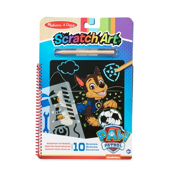 Melissa & Doug PAW Patrol Scratch Art Pad - Chase Color Reveal Travel Activity Pad (10 Scenes)