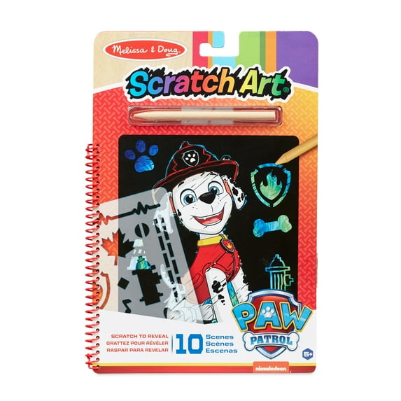 Melissa & Doug PAW Patrol Scratch Art Pad - Marshall Color Reveal Travel Activity Pad (10 Scenes)