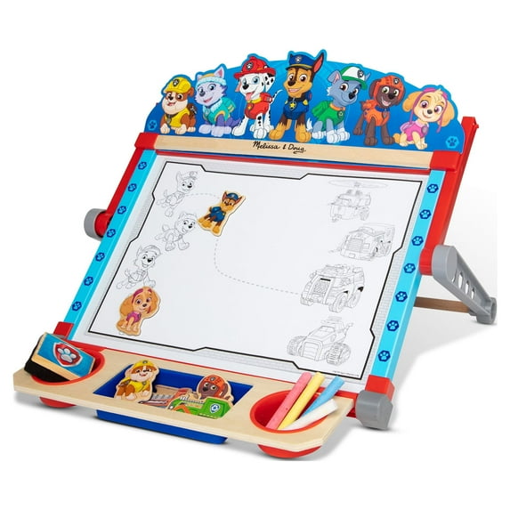 Melissa & Doug PAW Patrol Wooden Double-Sided Tabletop Art Center Easel (33 Pieces)