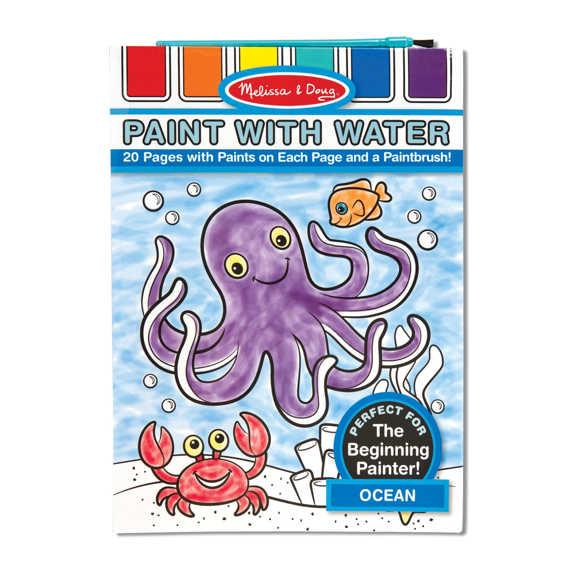 Melissa & Doug Paint With Water Activity Book - Ocean (20 Pages) - FSC  Certified