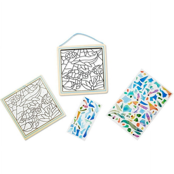 Melissa & Doug Peel and Press Stained Glass Sticker Set: Undersea Fantasy - 100+ Stickers, Frame
