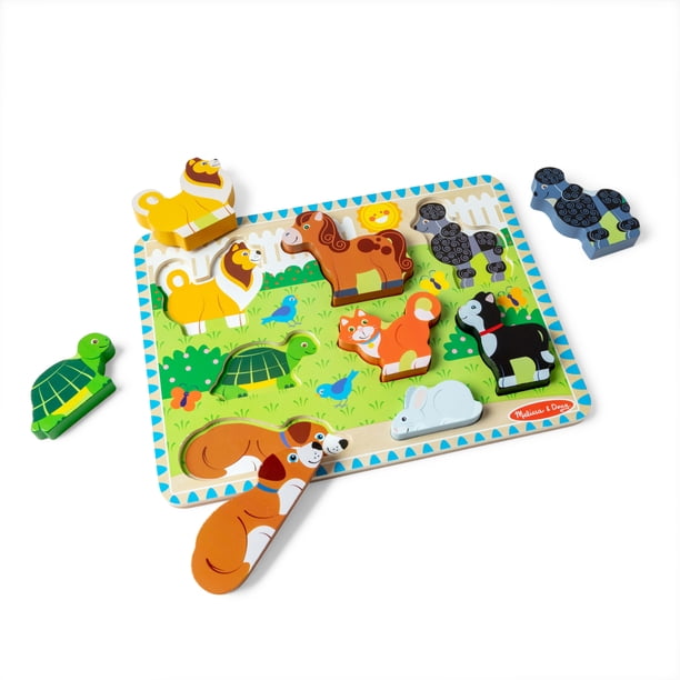 Melissa & Doug, Pets Wooden Chunky Puzzle, 8 pcs FSC Certified