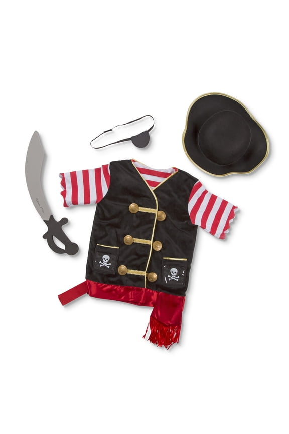 Pirate Role Play Costume Dress-Up Set With Hat, Sword, and Eye Patch