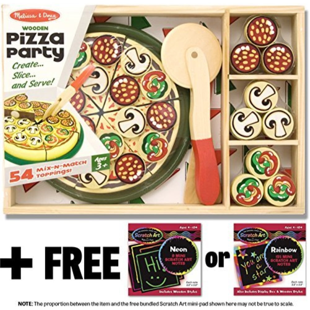 Melissa & Doug Pizza Party Wooden Play Set & 1 Scratch Art Mini