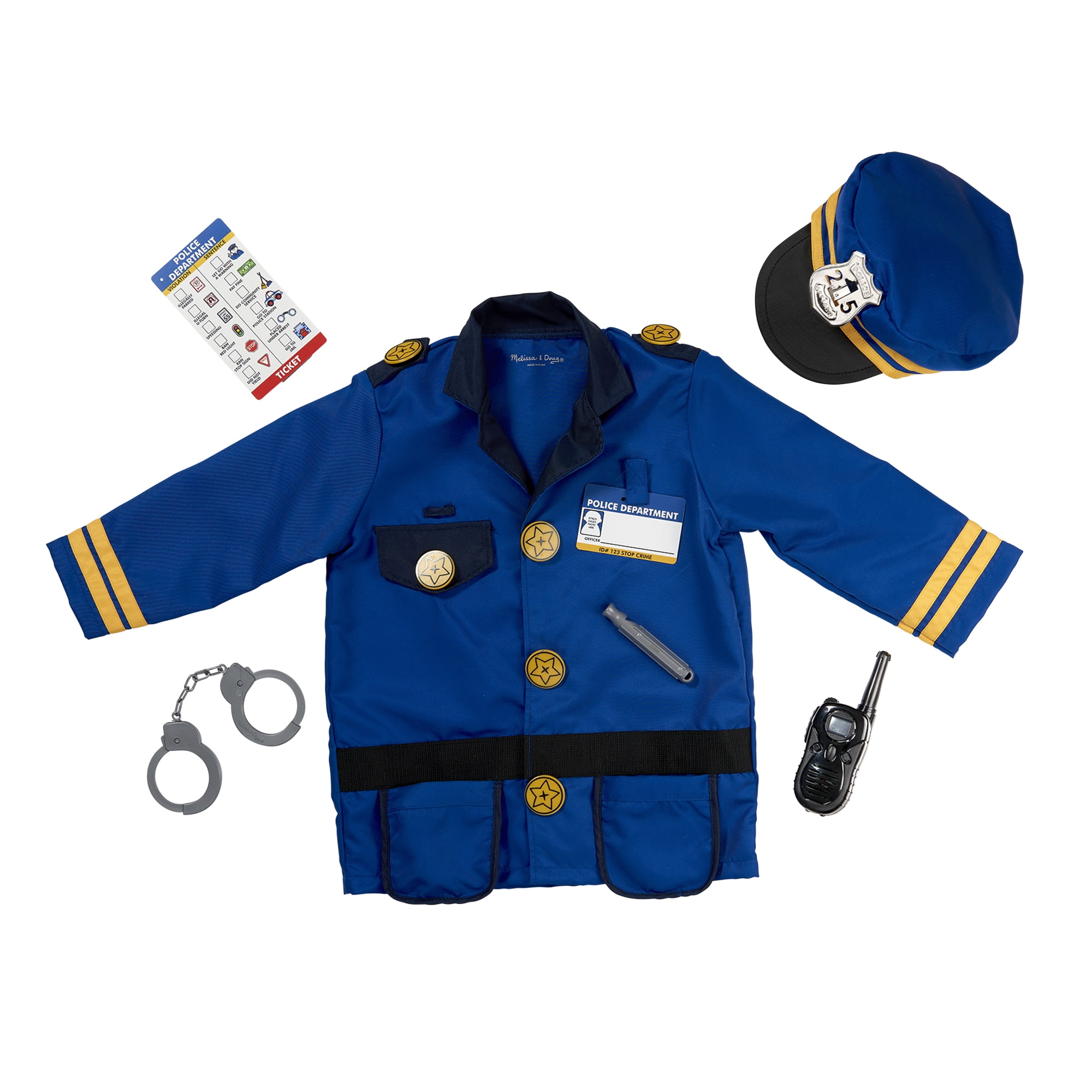 Melissa & Doug Police Officer Role Play Costume Dress-Up Set (8 Pcs)