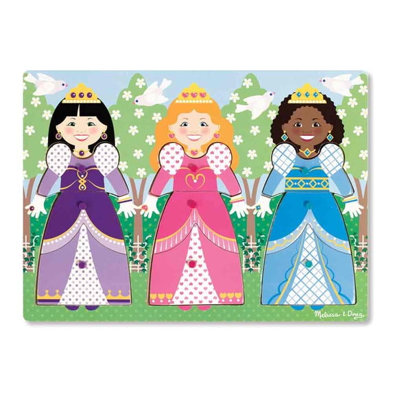 Melissa & Doug Princesses Dress-Up Wooden Peg Puzzle (9 pcs)