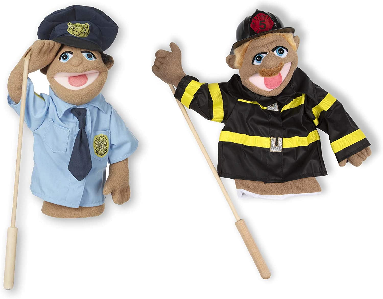 Melissa & Doug Puppet Bundle - Police Officer and Firefighter 