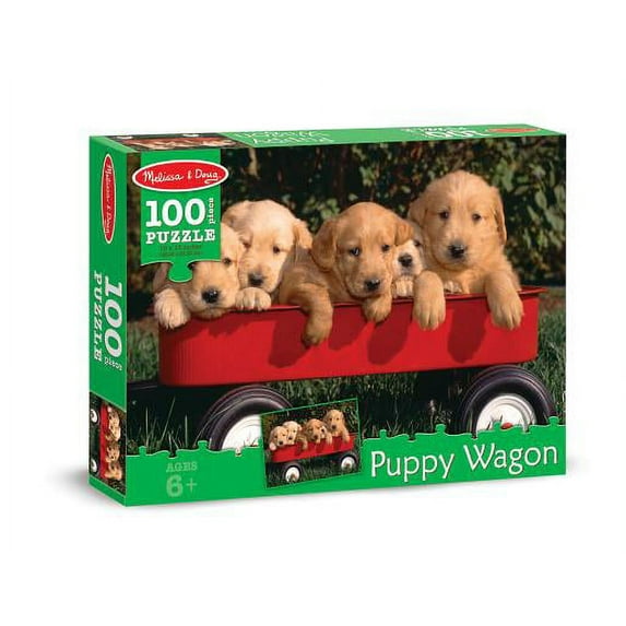 Melissa & Doug Puppy Dogs in a Wagon Jigsaw Puzzle (100 pcs)