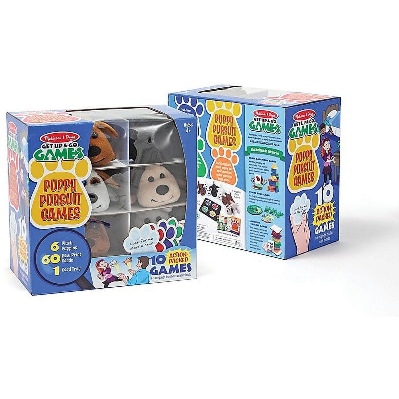 Melissa Doug Puppy Pursuit Games 6 Stuffed Dogs 60 Cards 10 Games With Variations