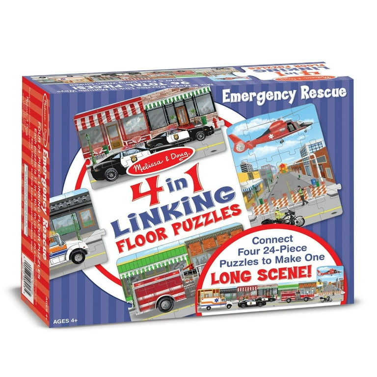 Melissa Doug Rescue Vehicles 4 in 1 Jumbo Linking Jigsaw Floor