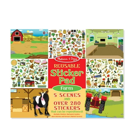 Melissa & Doug Reusable Sticker Pad: Farm - 280+ Stickers, 5 Scenes - FSC Certified