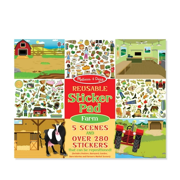 Melissa & Doug Reusable Sticker Pad: Farm - 280+ Stickers, 5 Scenes - FSC Certified