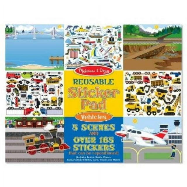 Melissa & Doug Reusable Sticker Pad: Vehicles - 165+ Reusable Stickers