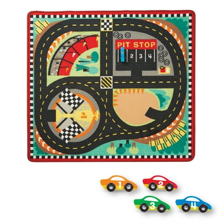Melissa & Doug - Round the Speedway Race Track Rug and Car Set