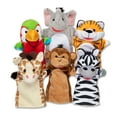 thumbnail image 1 of Melissa & Doug Safari Buddies Hand Puppets, Set of 6 (Elephant, Tiger, Parrot, Giraffe, Monkey, Zebra), 1 of 11