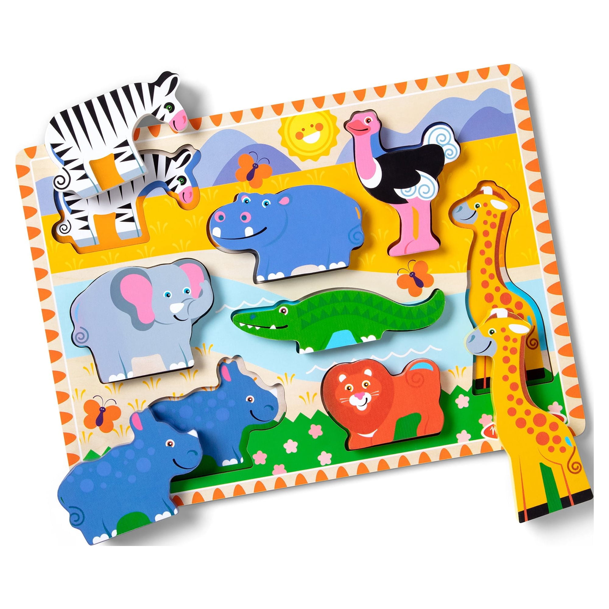 Melissa & Doug Safari Wooden Chunky Puzzle - 8 Pieces - FSC Certified  Materials