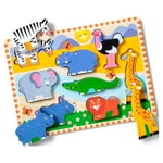 Melissa & Doug Safari Wooden Chunky Puzzle with Wild Animal Theme (8 Pcs) Wooden Puzzles for Toddlers Ages 3+ - FSC Certified