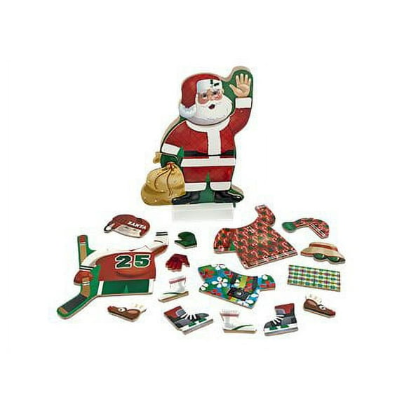 Melissa & Doug Santa Wooden Dress-up Doll and Stand with Magnetic Accessories (22 Pcs)