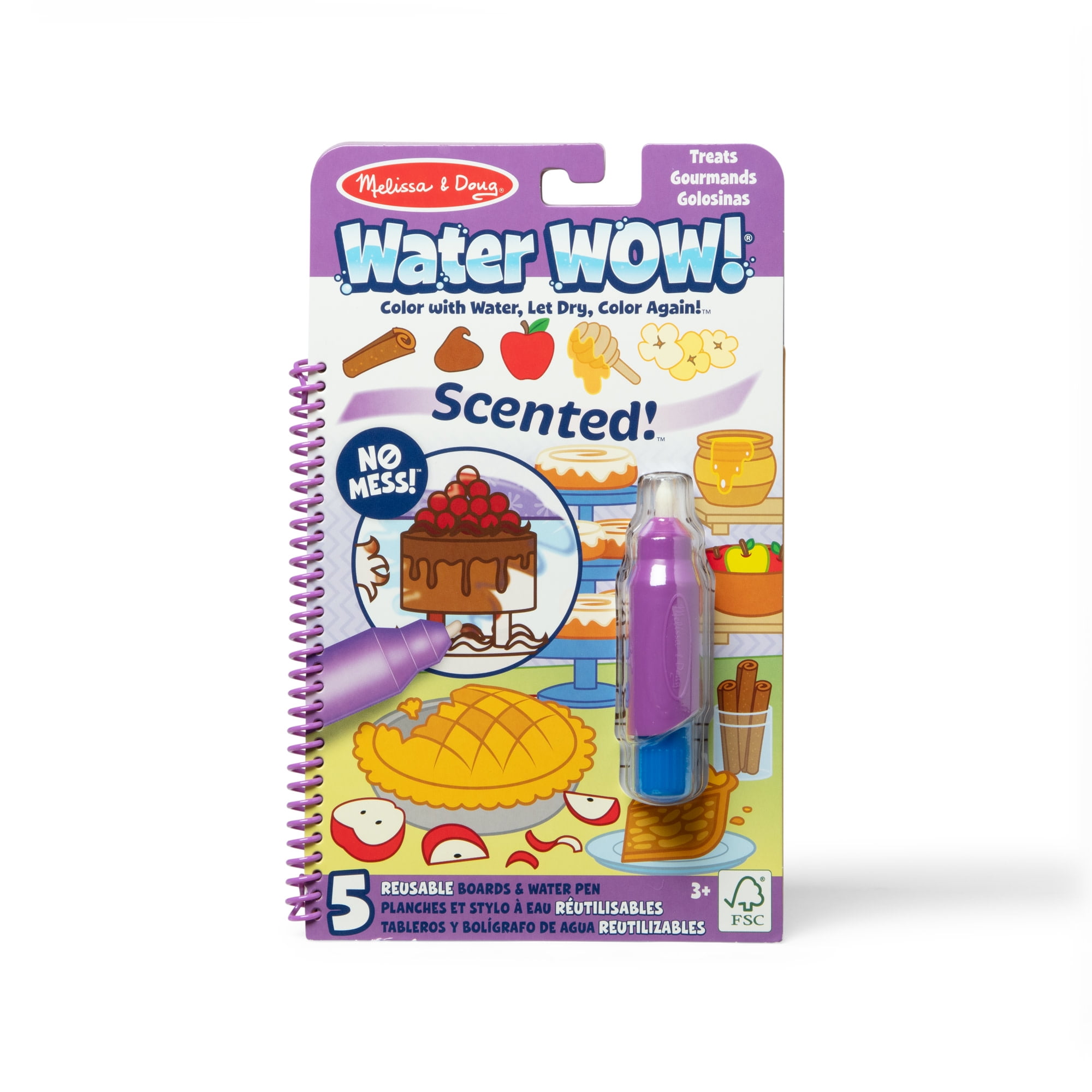 Melissa & Doug Scented Water Wow! Reusable Water-Reveal Coloring Activity Pad Travel Toy  Treats
