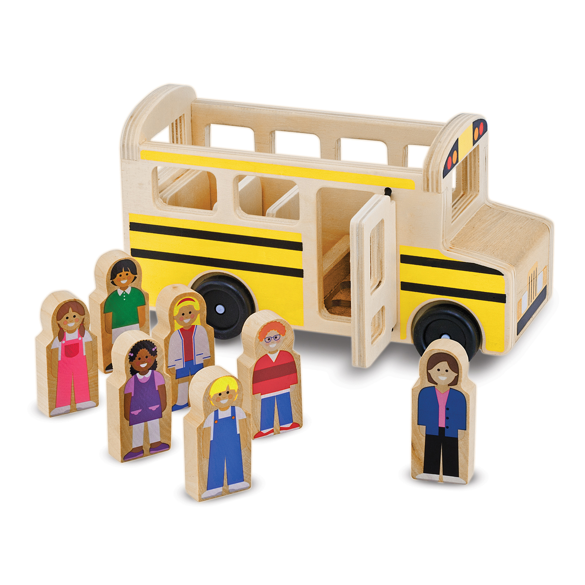 Melissa & Doug School Bus Wooden Play Set With 7 Play Figures - image 1 of 9