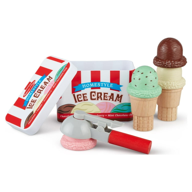 Kids Ice Cream Toy Set - Pretend Play Sweet Treats Ice Cream Parlour  Dessert Accessories Playset with Cone and Scoop for Toddler Imaginary Play