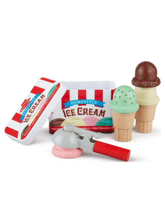 Melissa & Doug Scoop and Stack Ice Cream Cone Magnetic Pretend Play Set, Multicolor - FSC Certified
