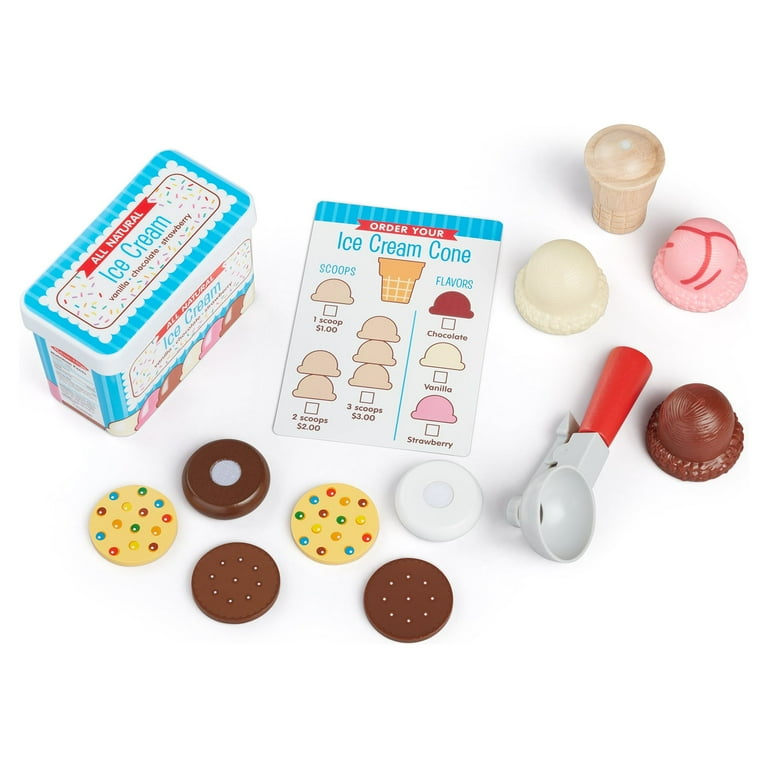 Melissa Doug Scoops and Sandwiches 13 Piece Ice Cream Play Food Set Walmart