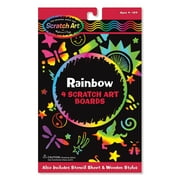 Melissa & Doug Scratch Art Activity Kit Rainbow - 4 Boards, Stencil Sheet, Wooden Stylus