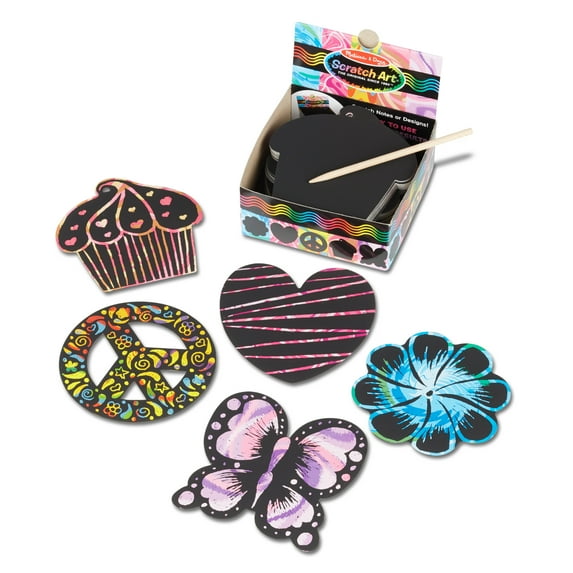 Melissa & Doug Scratch Art® Box of 125 Friendship-Themed Shaped Notes in Desktop Dispenser (Approx. 3.5” x 3.5” Each Note)
