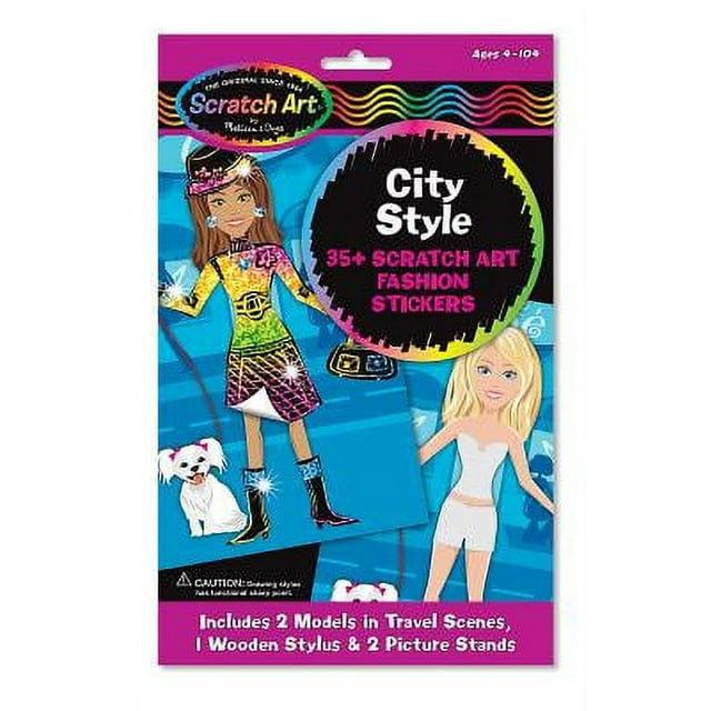 Melissa & Doug Scratch Art City Style Fashion Sticker Kit - Dress-Up Models, 35+ Stickers