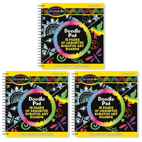 Melissa & Doug Scratch Art Doodle Pad 5.5" x 5.5"  Multicolor LCI5947-3