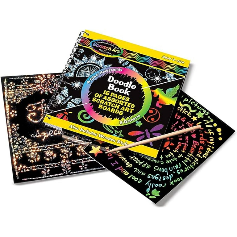 Melissa & Doug Scratch Art Doodle Pad With 16 Scratch-Art Boards and Wooden  Stylus - Color Scratch Pads, Arts And Crafts For Kids Ages 4+ 