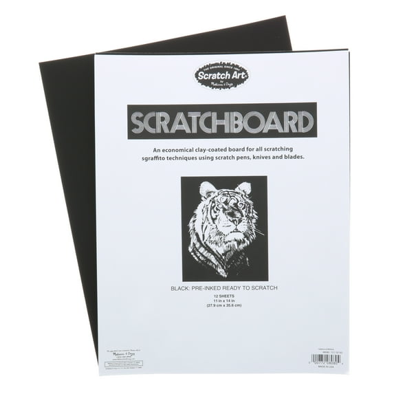 Melissa & Doug Scratch Art Scratchboard - 12-Pack, Black on White Background