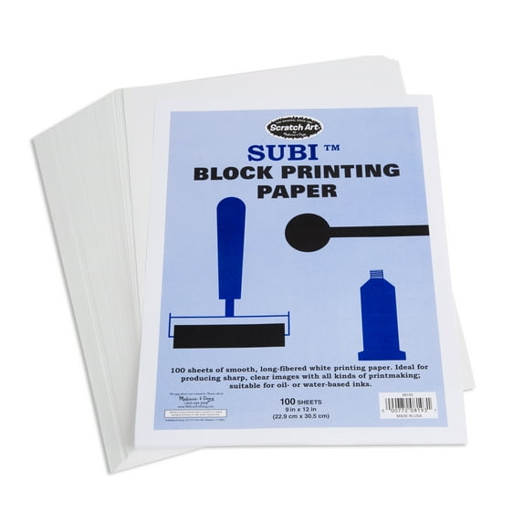 Melissa & Doug Scratch Art Subi Block Printing Paper (9 x 12 inches), White - 100 Sheets