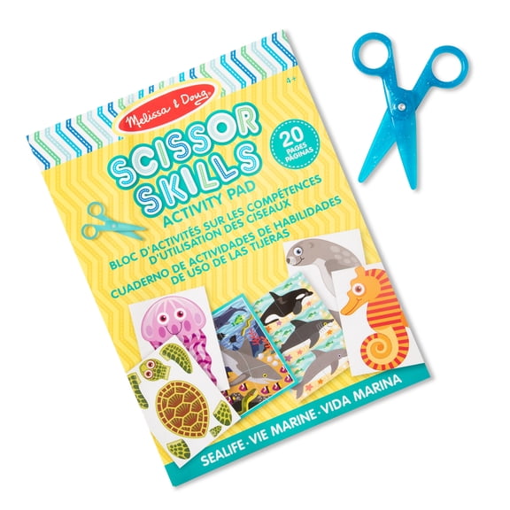 Melissa & Doug Sea Life Scissor Skills Activity Pad with Child-Safe Scissors 20 Pages