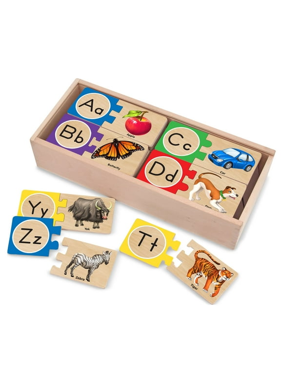 Melissa & Doug Self-Correcting Alphabet Wooden Puzzles With Storage Box (52 pcs)