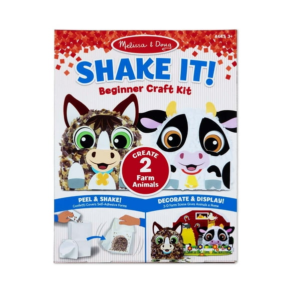 Melissa & Doug Shake It! Farm Animals Beginner Craft Kit - Confetti-Covered Cow and Horse (4? x 1.5? Each)