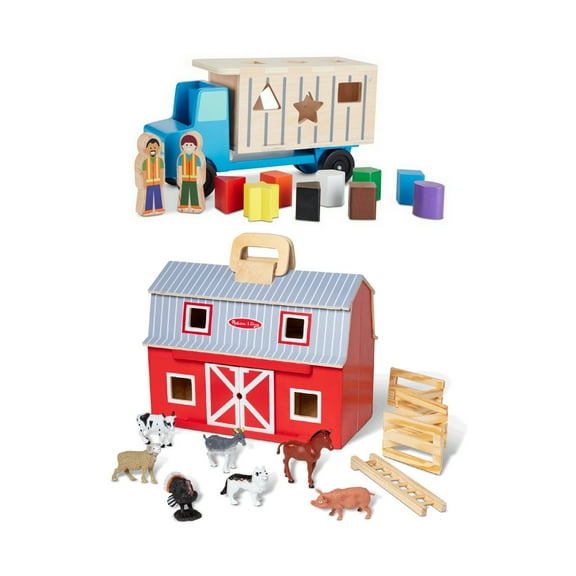 Melissa & Doug Shape-Sorting Dump Truck with Fold & Go Barn