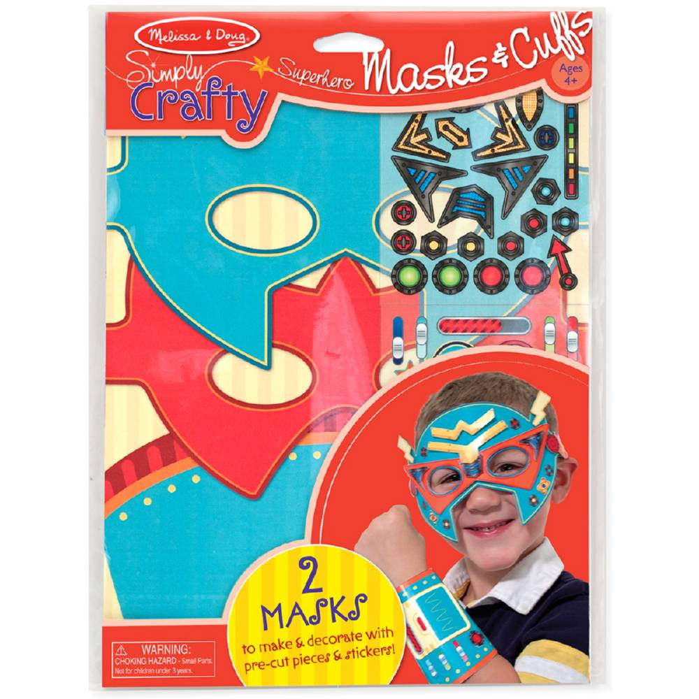 Melissa Doug Simply Crafty Superhero Masks and Cuffs Kit With Stickers Shapes Foam Sticky Tabs