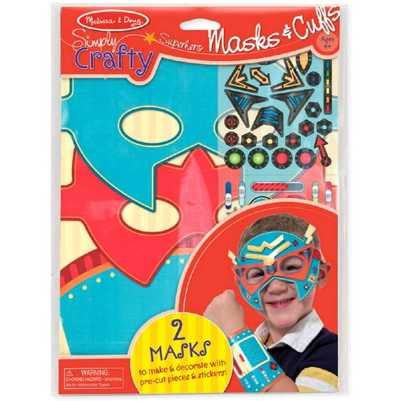 Melissa & Doug Simply Crafty Superhero Masks and Cuffs Kit With Stickers, Shapes, Foam Sticky Tabs