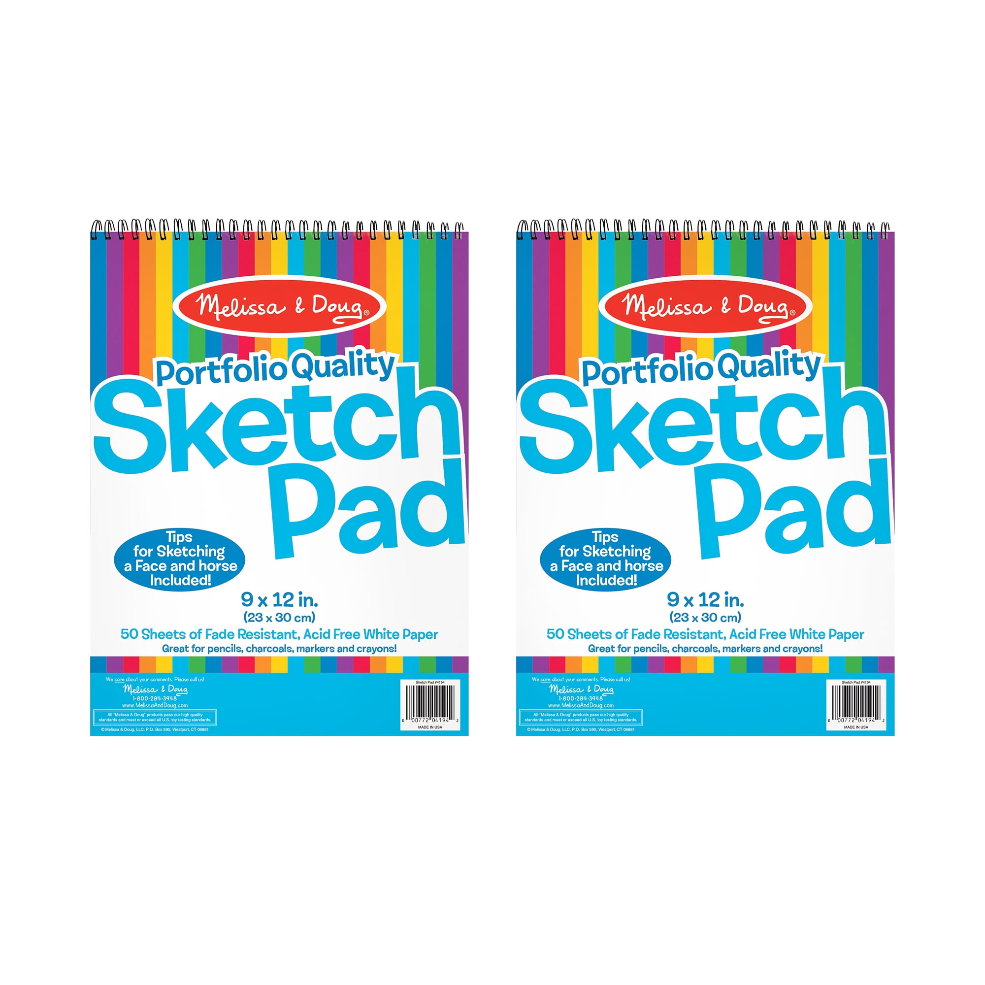 Portfolio Quality 9 x 12 Inch Acid-Free White Sketch Pad