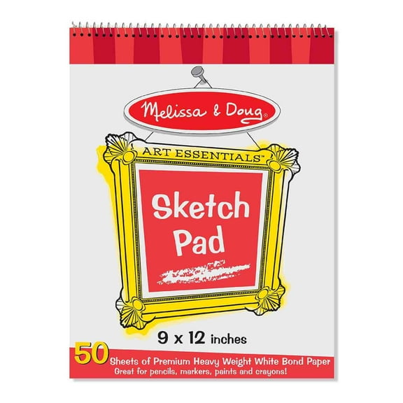 Melissa & Doug Sketch Pad - 9" x 12", Spiral-Bound, Top, 50 Sheets