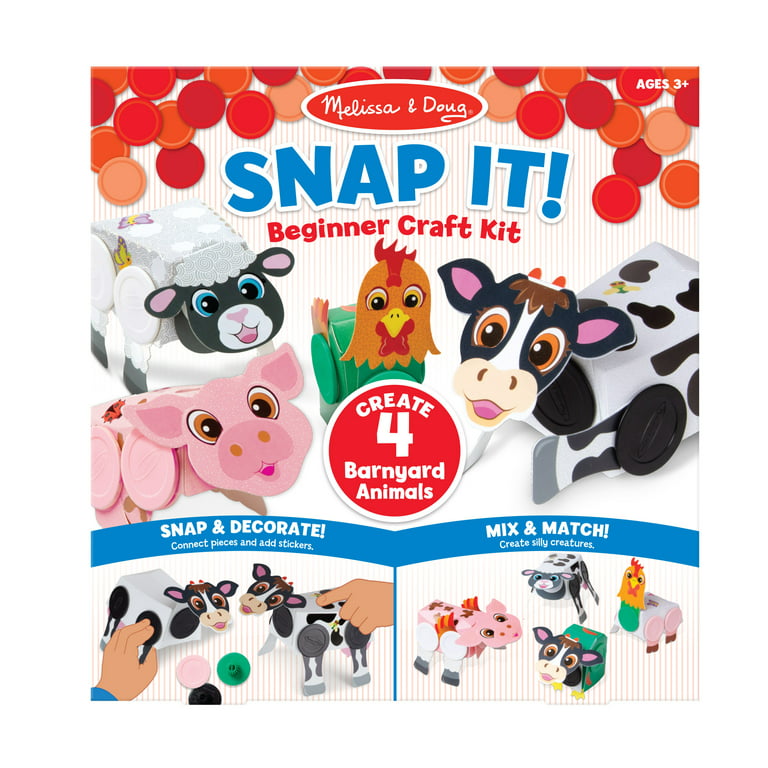 Melissa & Doug Snap It! Barnyard Farm Animals Beginner Craft Kit Pig,  Sheep, Cow, Chicken