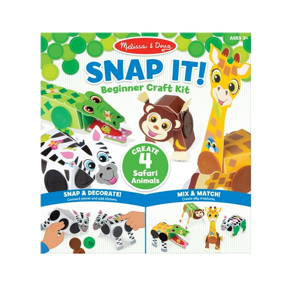 Melissa & Doug Snap It! Safari Animals Beginner Craft Kit Alligator, Zebra, Monkey, Giraffe